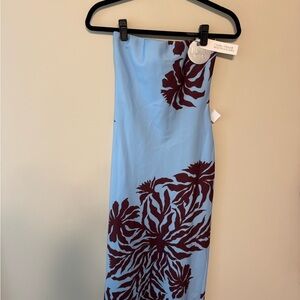 Blue and Maroon Strapless Dress Lady Pipa NWT